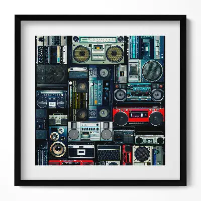Obraz v ráme Hudba Vintage boombox