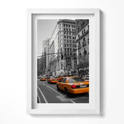 Obraz v ráme Taxislužba na ulici na Manhattane