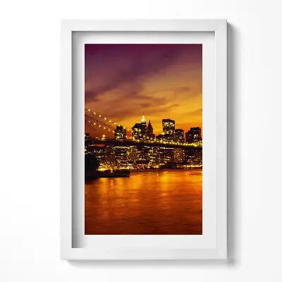 Obraz v ráme Večerný pohľad na Brooklynský most