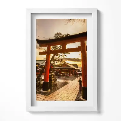 Obraz v ráme Japonská brána s ázijskou architektúrou
