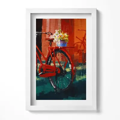 Obraz v ráme Bicykel s kvetinovým aranžmánom