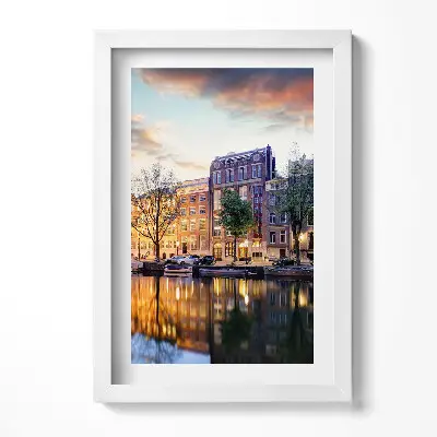 Obraz v ráme Domy v Amsterdame Holandsko