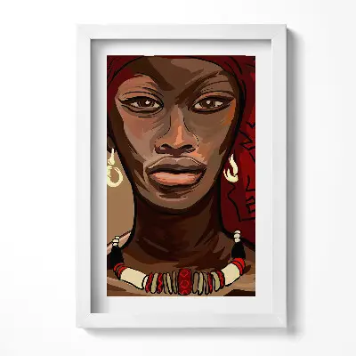 Obraz v ráme s motívom maľby africkej ženy