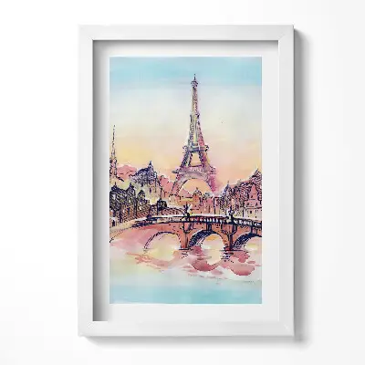 Obraz v ráme Maľovaný pohľad na Paríž