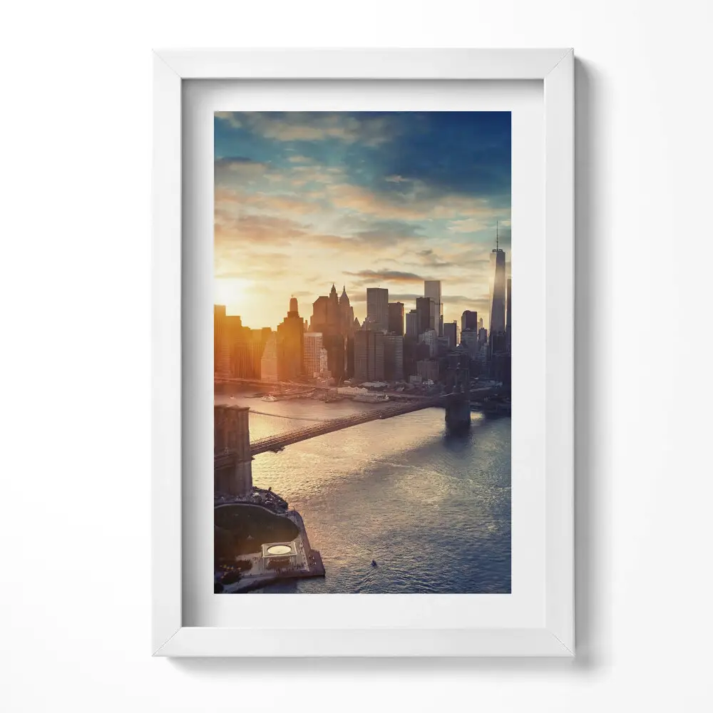 Obraz v ráme New York Manhattan so západom slnka