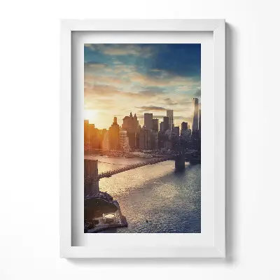 Obraz v ráme New York Manhattan so západom slnka