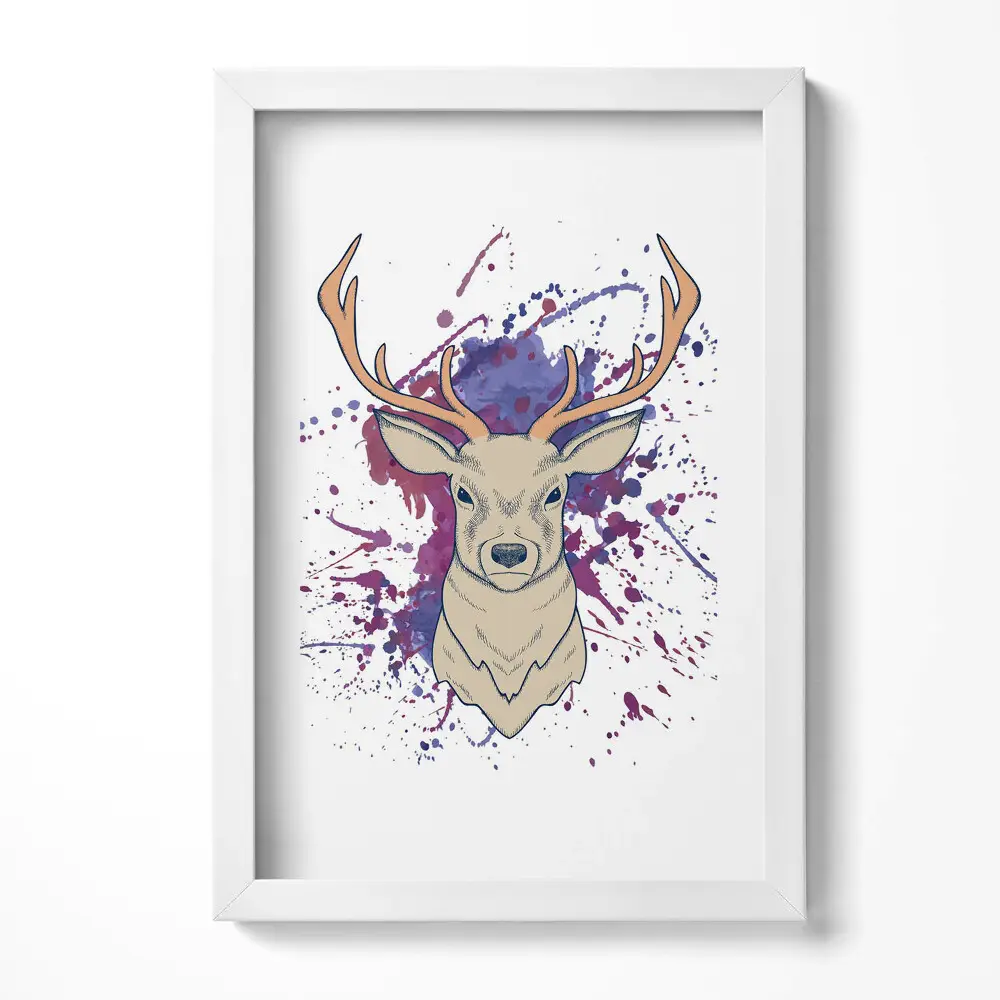 Obraz v ráme Jeleň, vektorová ilustrácia