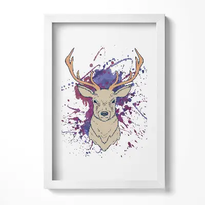 Obraz v ráme Jeleň, vektorová ilustrácia
