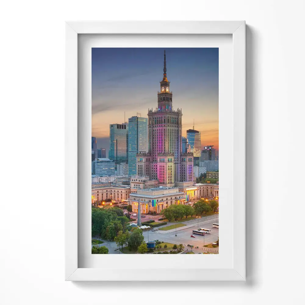 Obraz v ráme Panoráma západu slnka vo Varšave