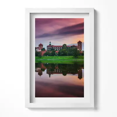 Obraz v ráme Východ slnka na kráľovskom hrade Wawel