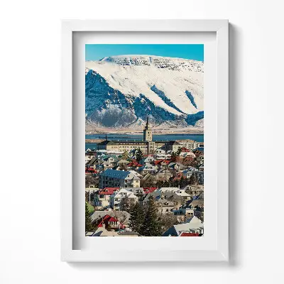 Obraz v ráme Pohľad na Reykjavík na Islande