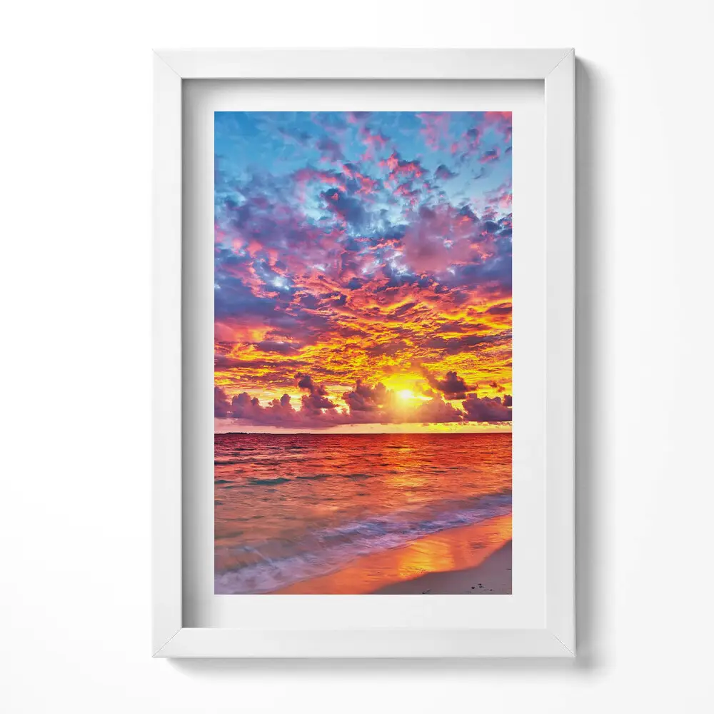 Obraz v ráme Západ slnka nad morom