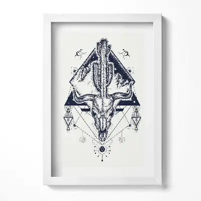 Obraz v ráme s geometrickým vzorom lebky zvieraťa