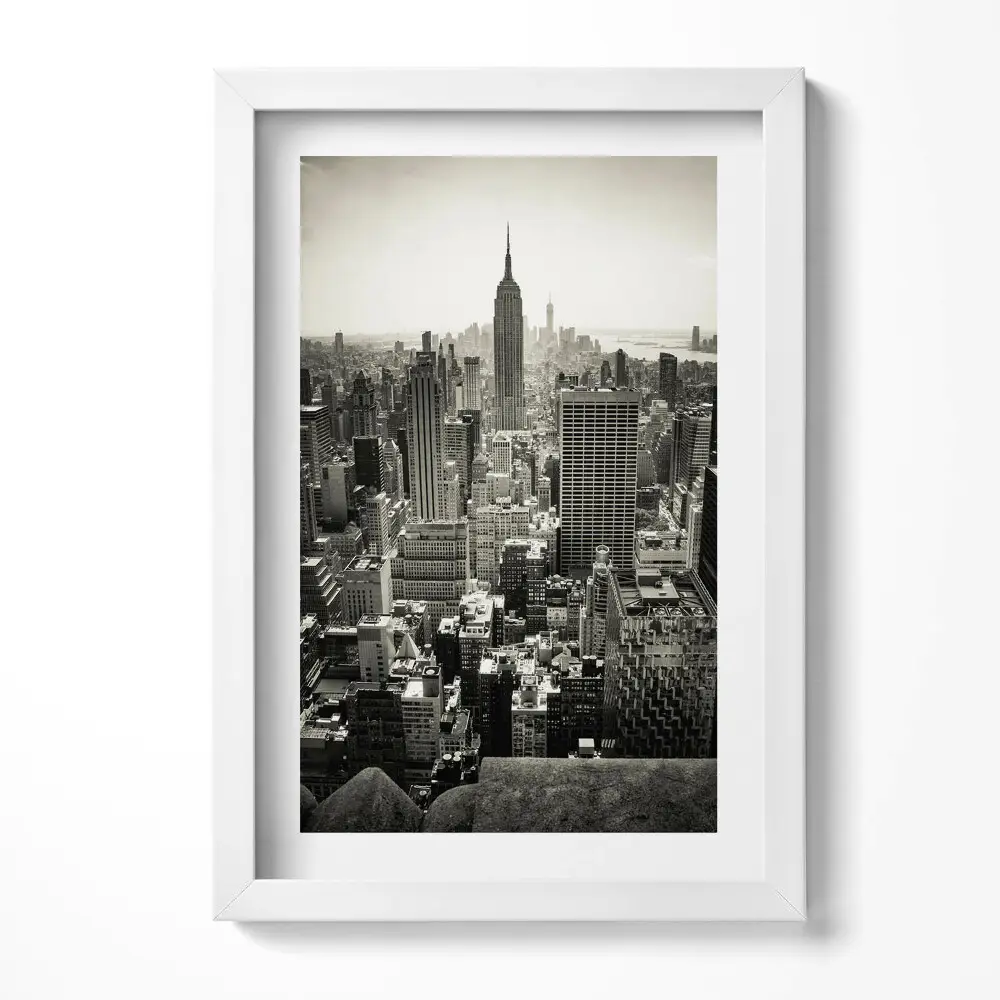 Obraz v ráme Čiernobiela panoráma New Yorku