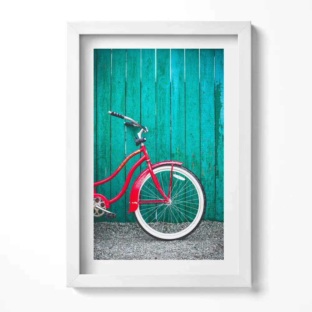 Obraz v ráme Červený bicykel