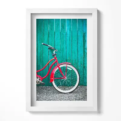 Obraz v ráme Červený bicykel