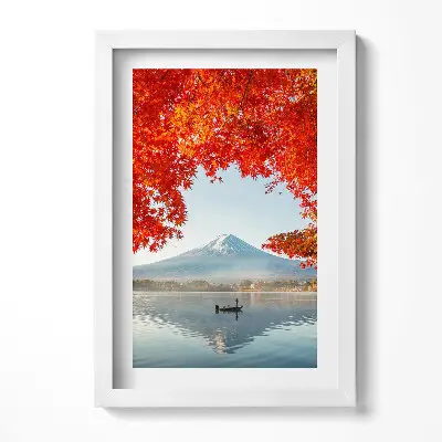 Obraz v ráme Krajina hory Fuji pod červeným stromom