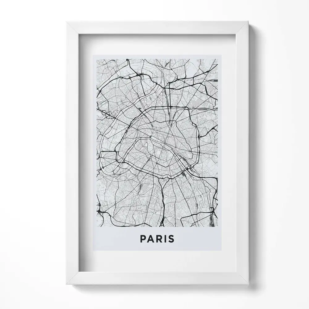 Obraz v ráme Mapa mesta Paríž, Francúzsko