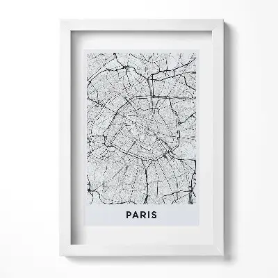 Obraz v ráme Mapa mesta Paríž, Francúzsko