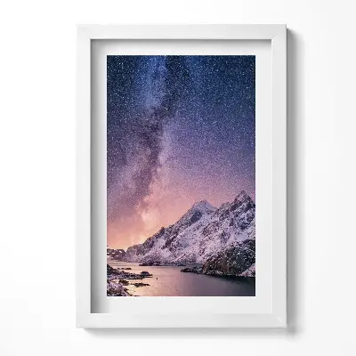 Obraz v ráme Aurora a hviezdna obloha nad horami