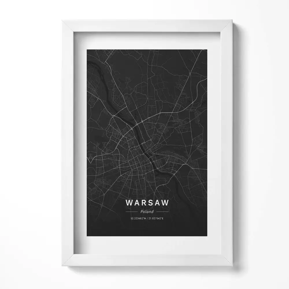 Obraz v ráme Mapa mesta Varšava v Poľsku