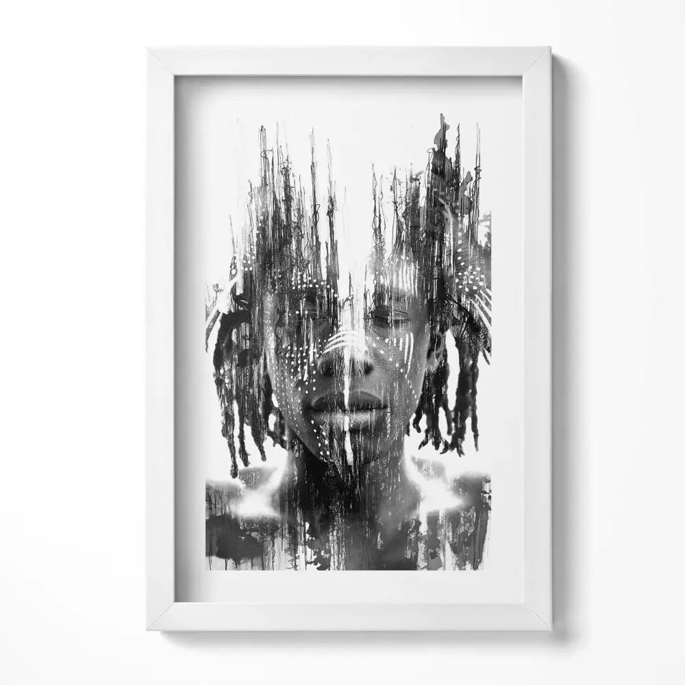 Obraz v ráme s ilustráciou domorodého Afričana