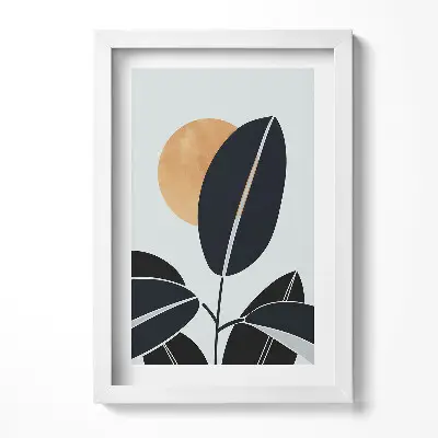 Obraz v ráme Minimalistické rastliny a slnko v boho štýle