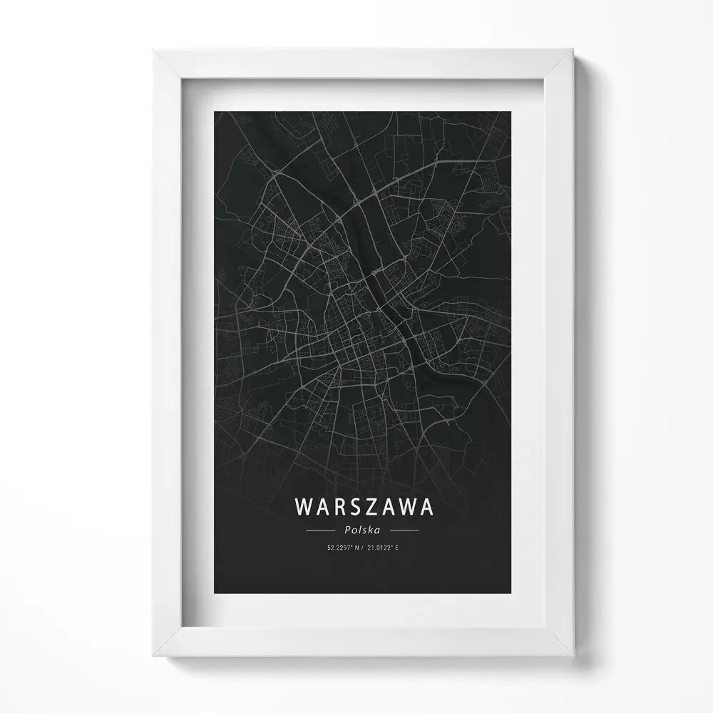 Obraz v ráme Mapa mesta Varšava