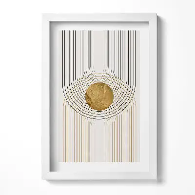 Obraz v ráme Boho abstraktné minimalistické tvary so zlatom