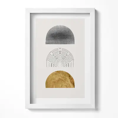 Obraz v ráme Boho abstraktné minimalistické tvary so zlatom