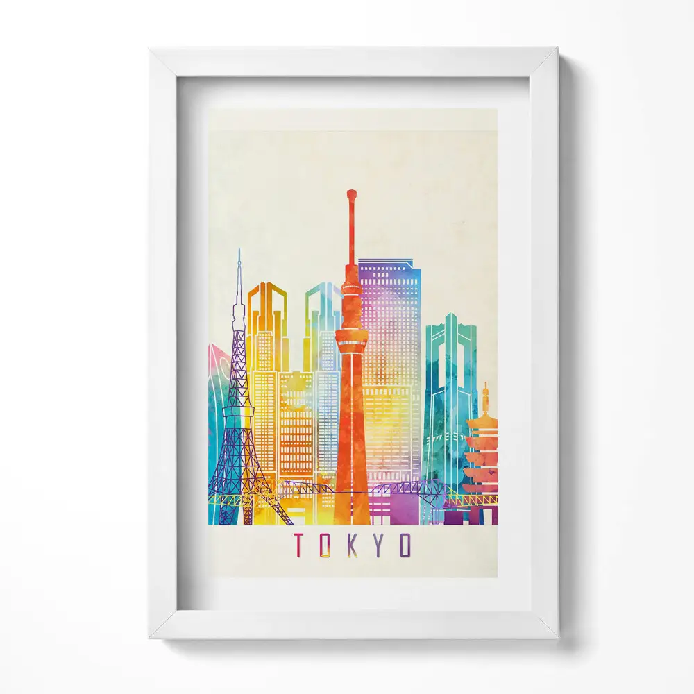 Obraz v ráme Farebná ilustrácia mesta Tokio v Japonsku