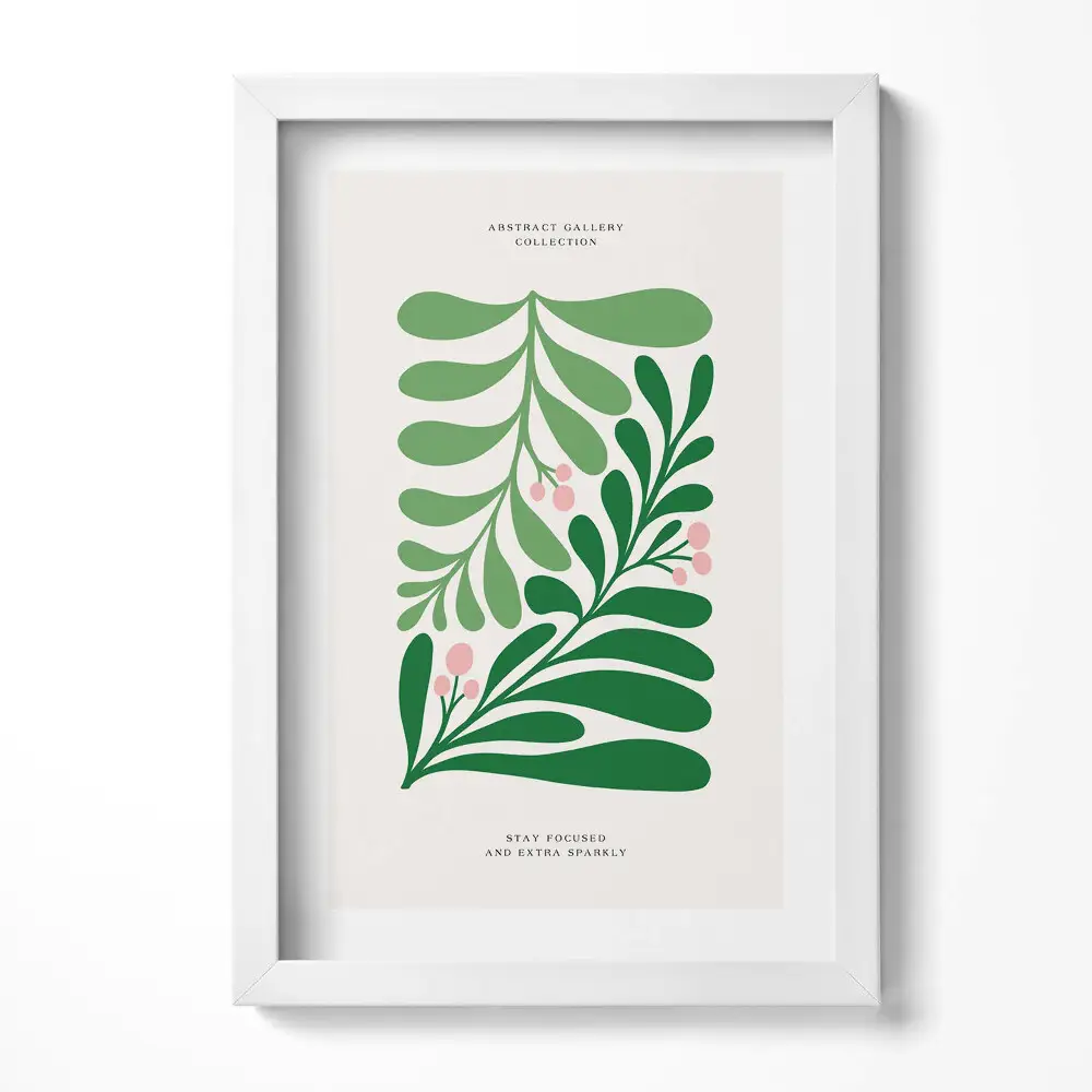 Obraz v ráme s ilustráciou rastlín a kvetov