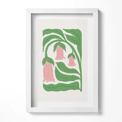 Obraz v ráme s ilustráciou rastlín a kvetov
