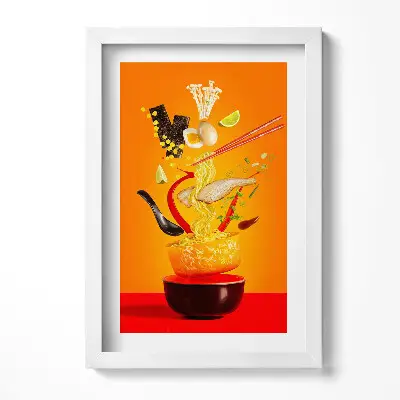 Obraz v ráme s ilustráciou ramen polievky do kuchyne