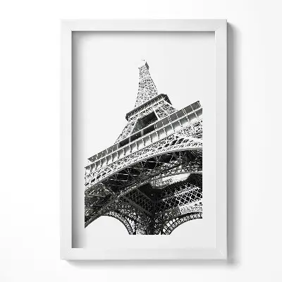 Obraz v ráme Čiernobiela Eiffelova veža v Paríži