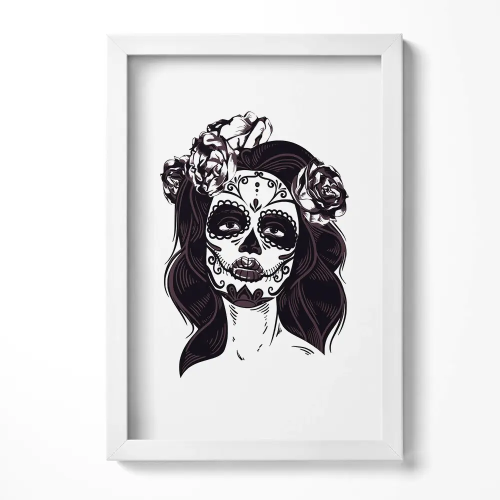Obraz v ráme s ilustráciou dievčaťa v mexickom štýle