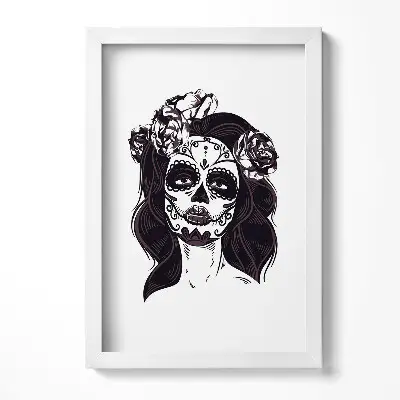 Obraz v ráme s ilustráciou dievčaťa v mexickom štýle