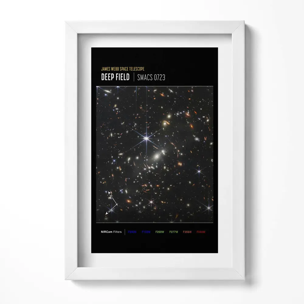 Plagát NASA s vesmírnou fotografiou v ráme