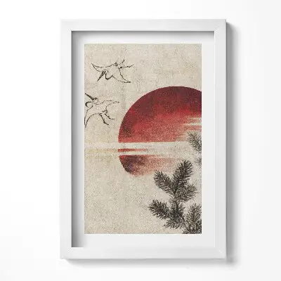 Obraz v ráme Japonské umenie zapadajúceho slnka