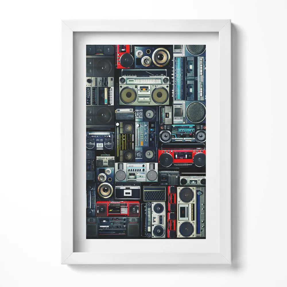 Obraz v ráme Hudba Vintage boombox