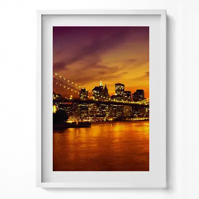 Obraz v ráme Večerný pohľad na Brooklynský most