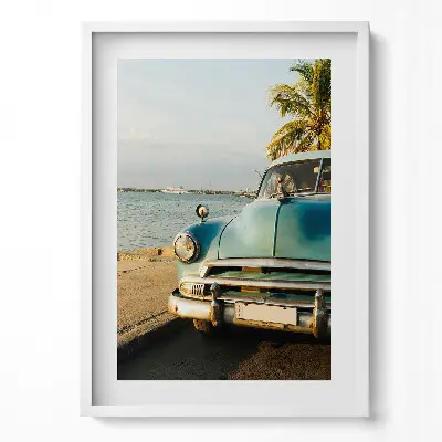 Obraz v ráme Modré auto pri mori