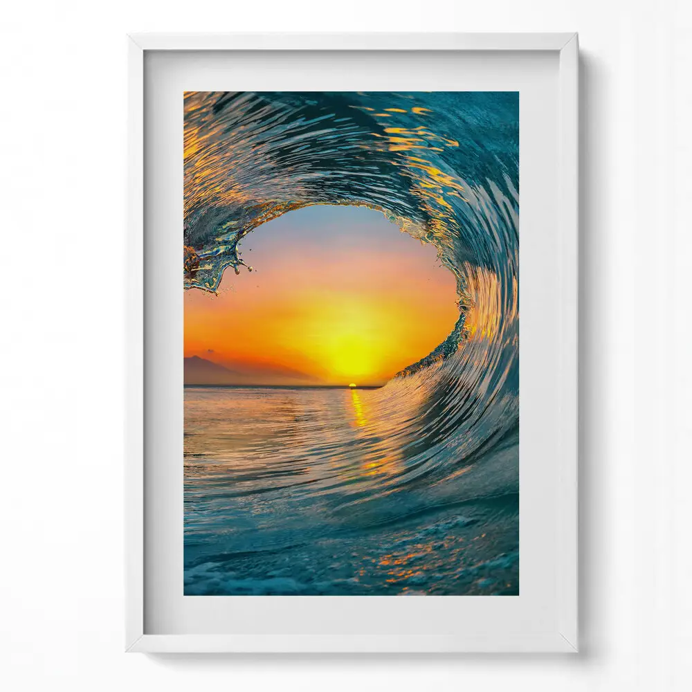Obraz v ráme Vodná vlna pri západe slnka