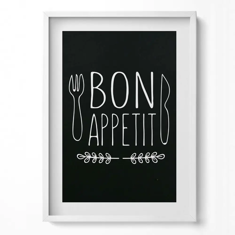 Obraz na stenu v ráme s nápisom Bon appetit