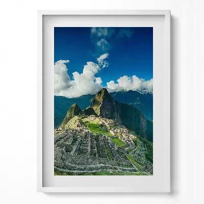 Obraz v ráme s motívom výhľadu na Machu Picchu
