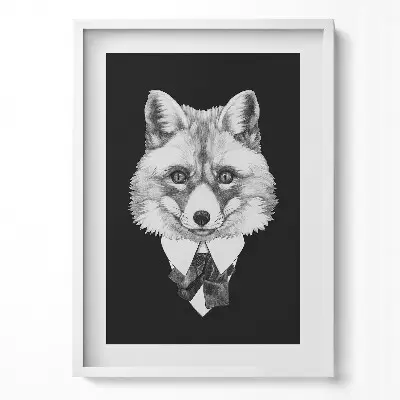 Obraz na stenu v ráme s ilustráciou líščej hlavy