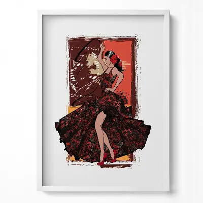 Obraz v ráme Ilustrácia ženy tancujúcej severský tanec