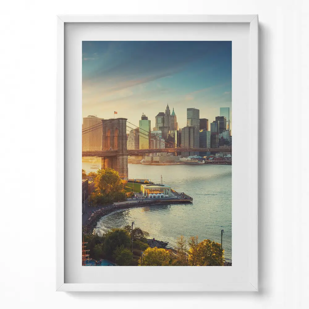 Obraz v ráme New York Manhattan a Brooklynský most