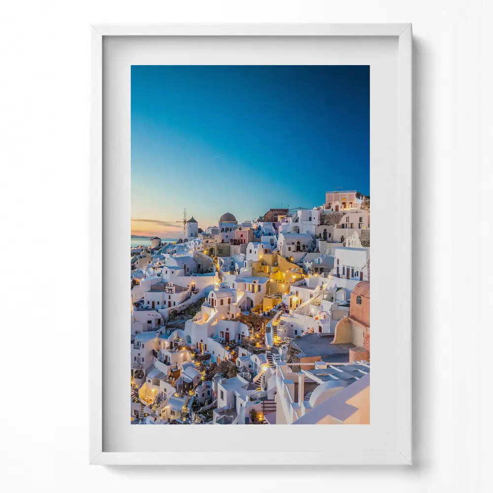 Obraz v ráme Západ slnka na Santorini