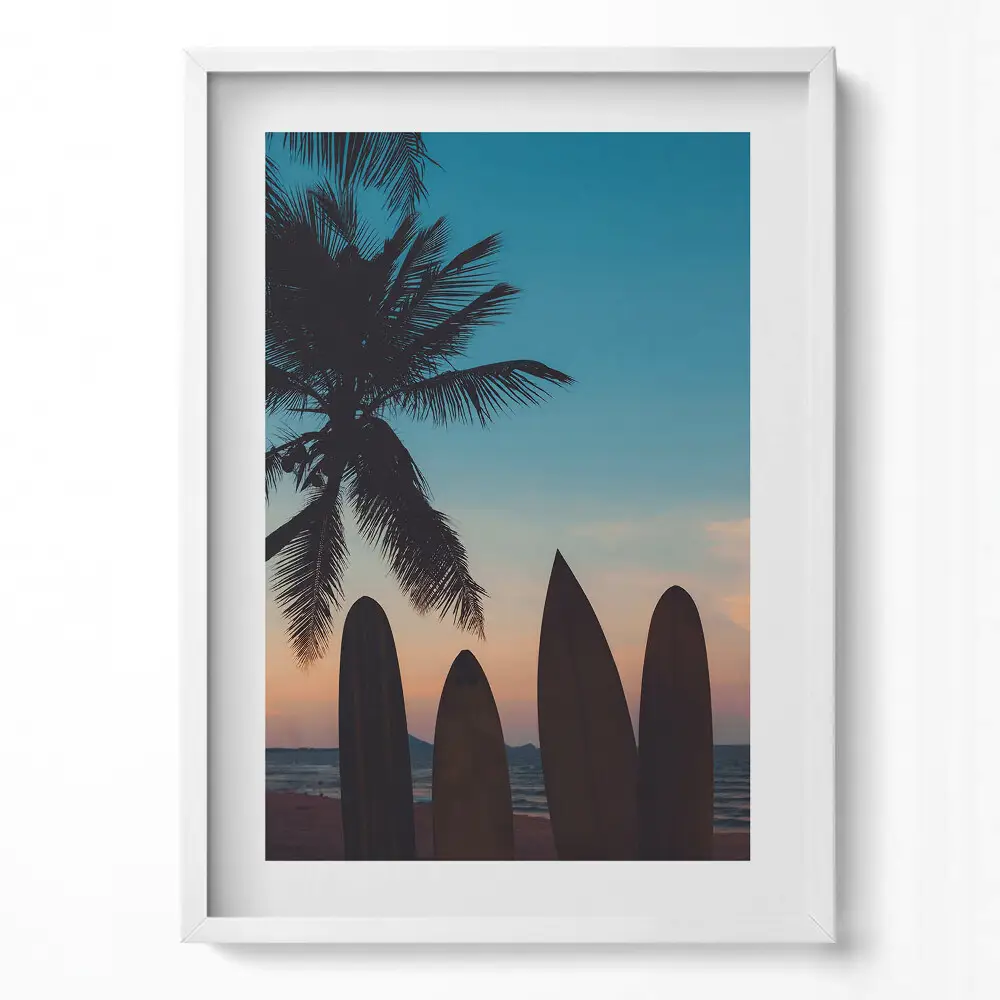 Obraz v ráme Surfovanie na tropickej pláži